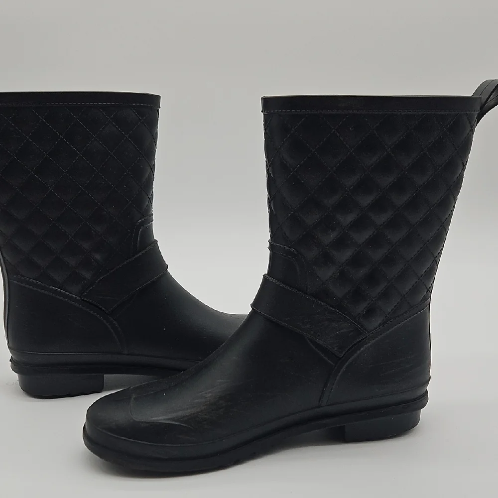 Capelli of New York Black Quilted Rain Boots